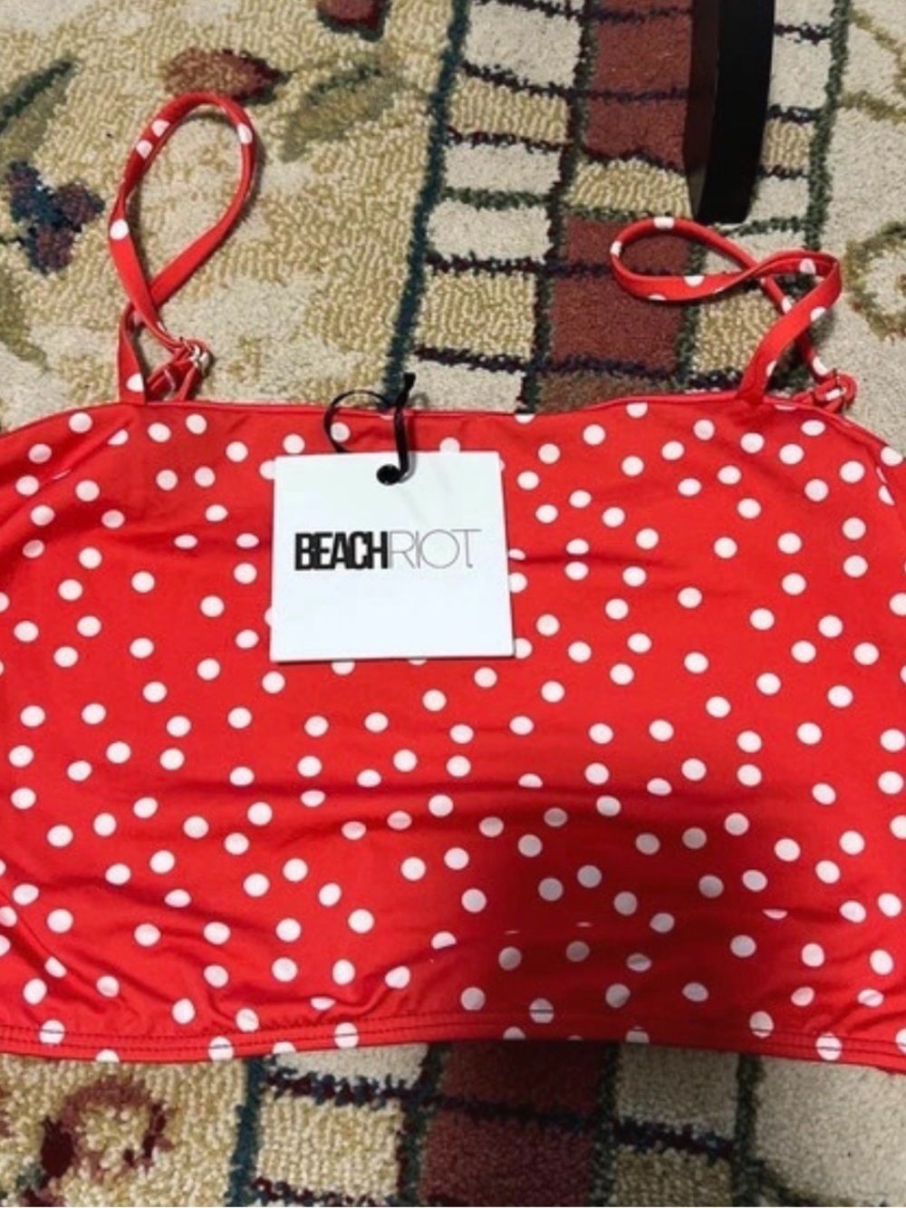 Beach Riot Red and White Polka Dot top